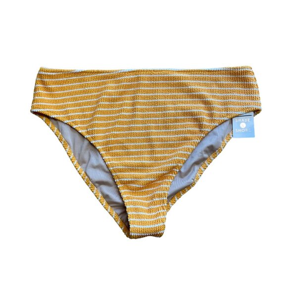 SHADE & SHORE BIKINI BOTTOM PUCKER HIGH WAIST CHEEKY XL ORANGE STRIPE NWT - Picture 2 of 9